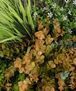 GloboStar® Artificial Garden VARIOUS PLANTS ROUND WALL DISC 20688 Τεχνητό Διακοσμητικό Στρογγυλό Πάνελ Φυλλωσιάς – Κάθετος Κήπος Μιξ Μ50 x Π50 x Υ23cm