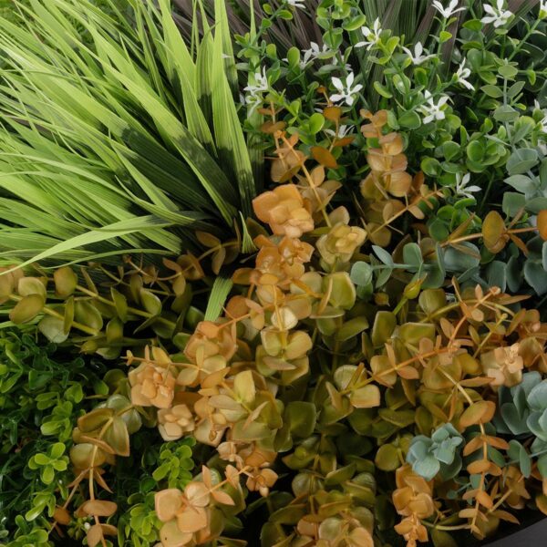 GloboStar® Artificial Garden VARIOUS PLANTS ROUND WALL DISC 20688 Τεχνητό Διακοσμητικό Στρογγυλό Πάνελ Φυλλωσιάς – Κάθετος Κήπος Μιξ Μ50 x Π50 x Υ23cm