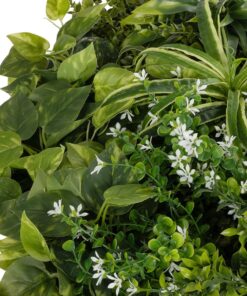 GloboStar® Artificial Garden VARIOUS PLANTS ROUND WALL DISC 20689 Τεχνητό Διακοσμητικό Στρογγυλό Πάνελ Φυλλωσιάς – Κάθετος Κήπος Μιξ Μ70 x Π70 x Υ15cm