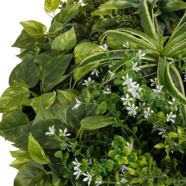 GloboStar® Artificial Garden VARIOUS PLANTS ROUND WALL DISC 20689 Τεχνητό Διακοσμητικό Στρογγυλό Πάνελ Φυλλωσιάς – Κάθετος Κήπος Μιξ Μ70 x Π70 x Υ15cm