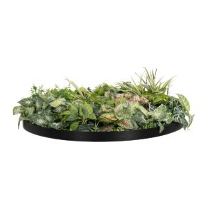 GloboStar® Artificial Garden VARIOUS PLANTS ROUND WALL DISC 20690 Τεχνητό Διακοσμητικό Στρογγυλό Πάνελ Φυλλωσιάς – Κάθετος Κήπος Μιξ Μ80 x Π80 x Υ20cm