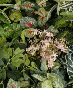 GloboStar® Artificial Garden VARIOUS PLANTS ROUND WALL DISC 20690 Τεχνητό Διακοσμητικό Στρογγυλό Πάνελ Φυλλωσιάς – Κάθετος Κήπος Μιξ Μ80 x Π80 x Υ20cm