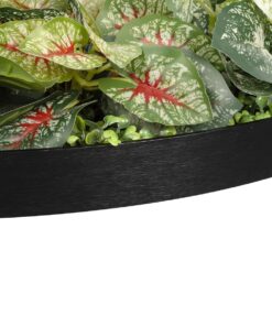 GloboStar® Artificial Garden VARIOUS PLANTS ROUND WALL DISC 20690 Τεχνητό Διακοσμητικό Στρογγυλό Πάνελ Φυλλωσιάς – Κάθετος Κήπος Μιξ Μ80 x Π80 x Υ20cm