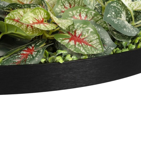 GloboStar® Artificial Garden VARIOUS PLANTS ROUND WALL DISC 20690 Τεχνητό Διακοσμητικό Στρογγυλό Πάνελ Φυλλωσιάς – Κάθετος Κήπος Μιξ Μ80 x Π80 x Υ20cm