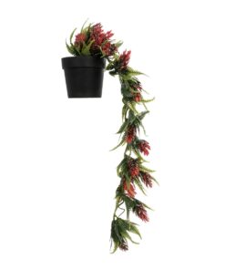 GloboStar® Artificial Garden HANGING RED PINE CONE 20869 Τεχνητό Κρεμαστό Διακοσμητικό Φυτό Κόκκινο Κουκουνάρι Μ17 x Π17 x Υ50cm