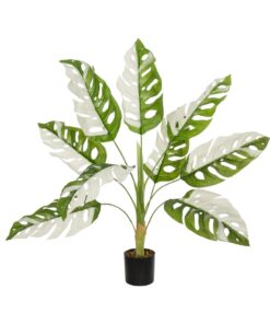 GloboStar® Artificial Garden ALBINO MONSTERA 20938 Τεχνητό Διακοσμητικό Φυτό Πράσινη & Λευκή Μονστέρα Μ90 x Π90 x Υ90cm