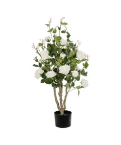 GloboStar® Artificial Garden WHITE ROSES 21069 Τεχνητό Διακοσμητικό Δέντρο Τριανταφυλλιά Μ50 x Π50 x Υ90cm