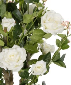 GloboStar® Artificial Garden WHITE ROSES 21069 Τεχνητό Διακοσμητικό Δέντρο Τριανταφυλλιά Μ50 x Π50 x Υ90cm