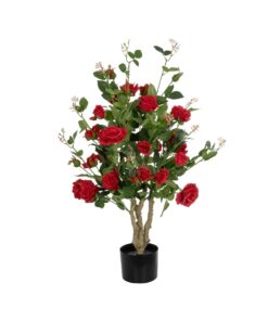 GloboStar® Artificial Garden RED ROSES 21070 Τεχνητό Διακοσμητικό Δέντρο Τριανταφυλλιά Μ50 x Π50 x Υ90cm