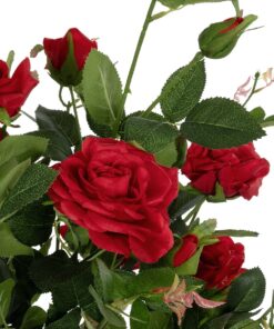 GloboStar® Artificial Garden RED ROSES 21070 Τεχνητό Διακοσμητικό Δέντρο Τριανταφυλλιά Μ50 x Π50 x Υ90cm