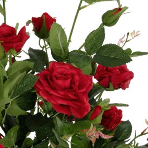 GloboStar® Artificial Garden RED ROSES 21070 Τεχνητό Διακοσμητικό Δέντρο Τριανταφυλλιά Μ50 x Π50 x Υ90cm