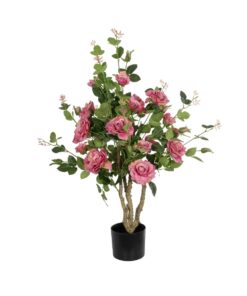 GloboStar® Artificial Garden PINK ROSES 21072 Τεχνητό Διακοσμητικό Δέντρο Τριανταφυλλιά Μ50 x Π50 x Υ90cm