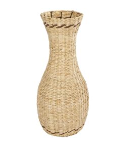 GloboStar® Artificial Garden MONACO 21235 Διακοσμητικό Πλεκτό Καλάθι – Κασπώ Γλάστρα – Flower Pot Μπεζ Φ29cm x Υ60cm