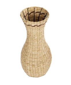GloboStar® Artificial Garden MONACO 21235 Διακοσμητικό Πλεκτό Καλάθι – Κασπώ Γλάστρα – Flower Pot Μπεζ Φ29cm x Υ60cm