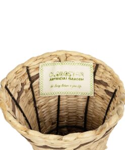 GloboStar® Artificial Garden MONACO 21235 Διακοσμητικό Πλεκτό Καλάθι – Κασπώ Γλάστρα – Flower Pot Μπεζ Φ29cm x Υ60cm