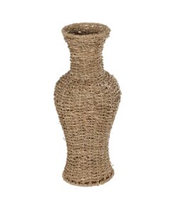 GloboStar® Artificial Garden TEXAS 21238 Διακοσμητικό Πλεκτό Καλάθι – Κασπώ Γλάστρα – Flower Pot Μπεζ Μ20 x Π20 x Υ43cm