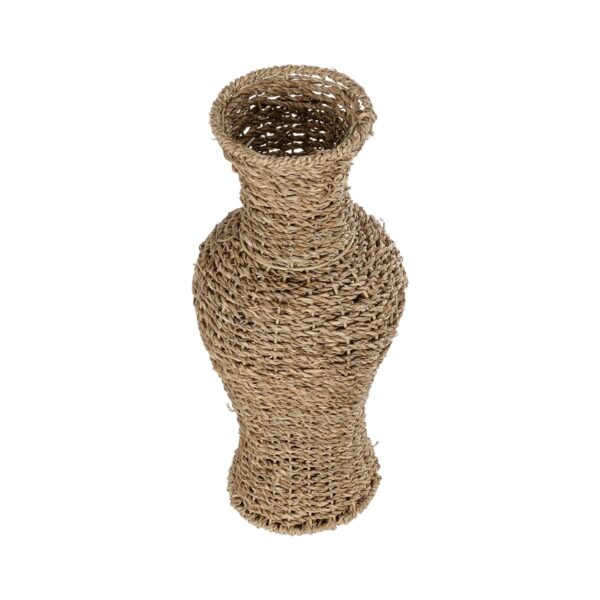 GloboStar® Artificial Garden TEXAS 21238 Διακοσμητικό Πλεκτό Καλάθι – Κασπώ Γλάστρα – Flower Pot Μπεζ Μ20 x Π20 x Υ43cm