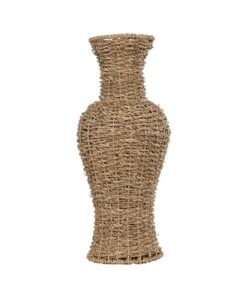 GloboStar® Artificial Garden TEXAS 21238 Διακοσμητικό Πλεκτό Καλάθι – Κασπώ Γλάστρα – Flower Pot Μπεζ Μ20 x Π20 x Υ43cm