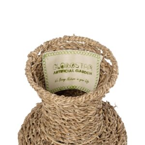 GloboStar® Artificial Garden TEXAS 21238 Διακοσμητικό Πλεκτό Καλάθι – Κασπώ Γλάστρα – Flower Pot Μπεζ Μ20 x Π20 x Υ43cm