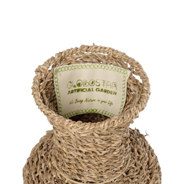 GloboStar® Artificial Garden TEXAS 21238 Διακοσμητικό Πλεκτό Καλάθι – Κασπώ Γλάστρα – Flower Pot Μπεζ Μ20 x Π20 x Υ43cm