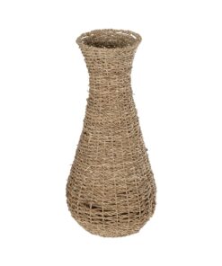 GloboStar® Artificial Garden CALIFORNIA 21239 Διακοσμητικό Πλεκτό Καλάθι – Κασπώ Γλάστρα – Flower Pot Μπεζ Μ20 x Π20 x Υ43cm