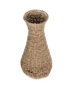 GloboStar® Artificial Garden CALIFORNIA 21239 Διακοσμητικό Πλεκτό Καλάθι – Κασπώ Γλάστρα – Flower Pot Μπεζ Μ20 x Π20 x Υ43cm