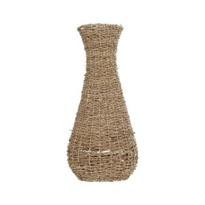 GloboStar® Artificial Garden CALIFORNIA 21239 Διακοσμητικό Πλεκτό Καλάθι – Κασπώ Γλάστρα – Flower Pot Μπεζ Μ20 x Π20 x Υ43cm