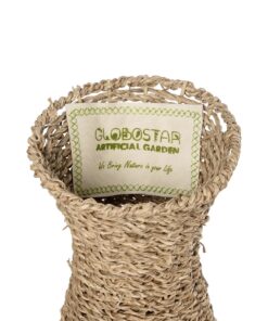 GloboStar® Artificial Garden CALIFORNIA 21239 Διακοσμητικό Πλεκτό Καλάθι – Κασπώ Γλάστρα – Flower Pot Μπεζ Μ20 x Π20 x Υ43cm