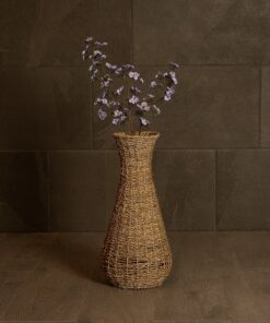 GloboStar® Artificial Garden CALIFORNIA 21239 Διακοσμητικό Πλεκτό Καλάθι – Κασπώ Γλάστρα – Flower Pot Μπεζ Μ20 x Π20 x Υ43cm
