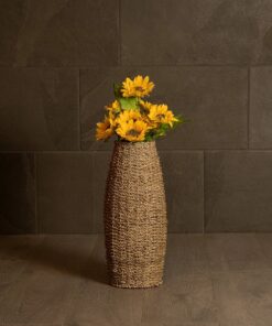 GloboStar® Artificial Garden FRANCISCO 21240 Διακοσμητικό Πλεκτό Καλάθι – Κασπώ Γλάστρα – Flower Pot Μπεζ Μ20 x Π20 x Υ41cm