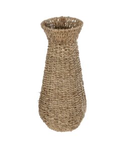 GloboStar® Artificial Garden PANAMA 21241 Διακοσμητικό Πλεκτό Καλάθι – Κασπώ Γλάστρα – Flower Pot Μπεζ Μ20 x Π20 x Υ40cm