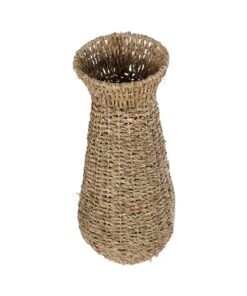 GloboStar® Artificial Garden PANAMA 21241 Διακοσμητικό Πλεκτό Καλάθι – Κασπώ Γλάστρα – Flower Pot Μπεζ Μ20 x Π20 x Υ40cm