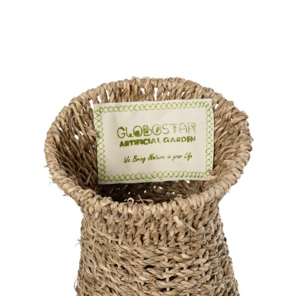 GloboStar® Artificial Garden PANAMA 21241 Διακοσμητικό Πλεκτό Καλάθι – Κασπώ Γλάστρα – Flower Pot Μπεζ Μ20 x Π20 x Υ40cm