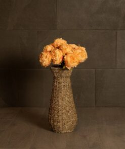 GloboStar® Artificial Garden PANAMA 21241 Διακοσμητικό Πλεκτό Καλάθι – Κασπώ Γλάστρα – Flower Pot Μπεζ Μ20 x Π20 x Υ40cm