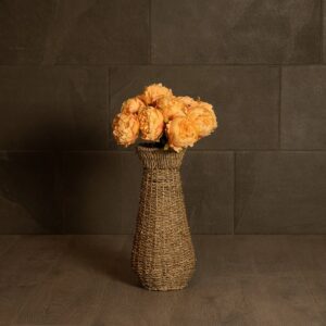 GloboStar® Artificial Garden PANAMA 21241 Διακοσμητικό Πλεκτό Καλάθι – Κασπώ Γλάστρα – Flower Pot Μπεζ Μ20 x Π20 x Υ40cm