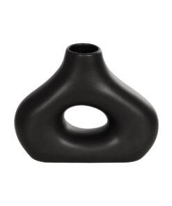 GloboStar® Artificial Garden HORIZON 21252 Διακοσμητικό Κεραμικό Βάζo Μαύρο Π18 x Μ6 x Υ15 cm