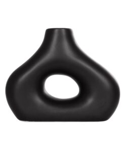 GloboStar® Artificial Garden HORIZON 21252 Διακοσμητικό Κεραμικό Βάζo Μαύρο Π18 x Μ6 x Υ15 cm