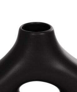 GloboStar® Artificial Garden HORIZON 21252 Διακοσμητικό Κεραμικό Βάζo Μαύρο Π18 x Μ6 x Υ15 cm