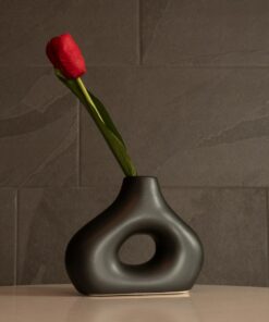 GloboStar® Artificial Garden HORIZON 21252 Διακοσμητικό Κεραμικό Βάζo Μαύρο Π18 x Μ6 x Υ15 cm