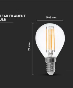Λάμπα LED E14 G45 Filament 6W Θερμό Λευκό 3000K Διάφανο Γυαλί V-TAC – 212845