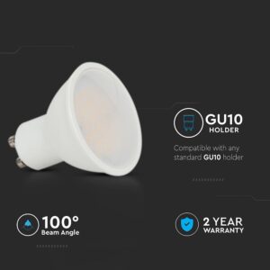 LED Λάμπα GU10 2.9W V-TAC 100° 250lm Φυσικό Λευκό 4000K – 212988