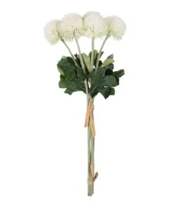 GloboStar® Artificial Garden WHITE ONIONBALL BOUQET 21371 Τεχνητό Διακοσμητικό OnionBall Μπουκέτο Y39cm