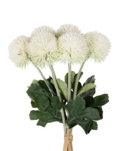 GloboStar® Artificial Garden WHITE ONIONBALL BOUQET 21371 Τεχνητό Διακοσμητικό OnionBall Μπουκέτο Y39cm