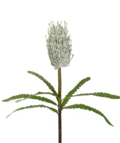 GloboStar® Artificial Garden WHITE STIPA FRUIT BRANCH 21374 Τεχνητό Διακοσμητικό Κλαδί Στίπα Y69cm