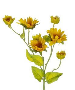 GloboStar® Artificial Garden YELLOW SUNFLOWER BRANCH 21379 Τεχνητό Διακοσμητικό Κλαδί Ηλιοτρόπιο Κίτρινο Y72cm