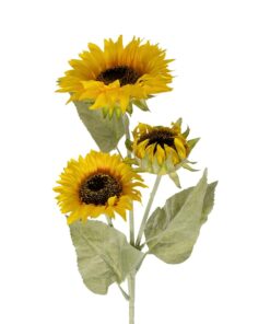 GloboStar® Artificial Garden YELLOW SUNFLOWER BRANCH 21380 Τεχνητό Διακοσμητικό Κλαδί Ηλιοτρόπιο Κίτρινο Y90cm