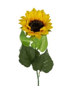 GloboStar® Artificial Garden YELLOW SUNFLOWER BRANCH 21381 Τεχνητό Διακοσμητικό Κλαδί Ηλιοτρόπιο Κίτρινο Y62cm