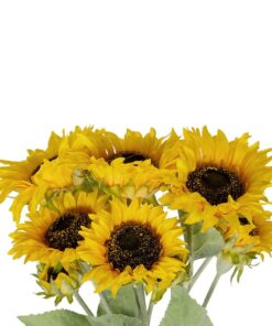 GloboStar® Artificial Garden YELLOW SUNFLOWER BRANCH 21382 Τεχνητό Διακοσμητικό Κλαδί Ηλιοτρόπιο Κίτρινο Y55cm
