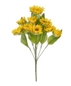 GloboStar® Artificial Garden YELLOW SUNFLOWER BRANCH 21383 Τεχνητό Διακοσμητικό Κλαδί Ηλιοτρόπιο Κίτρινο Y49cm