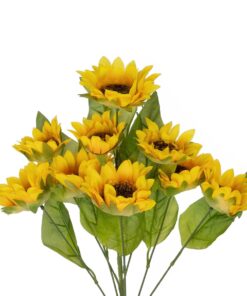 GloboStar® Artificial Garden YELLOW SUNFLOWER BRANCH 21383 Τεχνητό Διακοσμητικό Κλαδί Ηλιοτρόπιο Κίτρινο Y49cm
